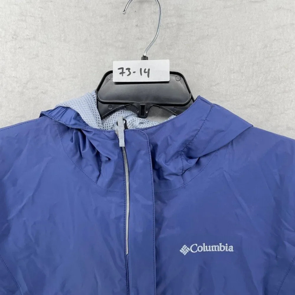 Columbia Jacket Womens L Blue Lightweight Full Zip Mesh Lined Windbreaker Hoodie - Picture 10 of 10